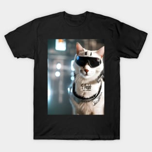 Cyberpunk Cat - Modern Digital Art T-Shirt